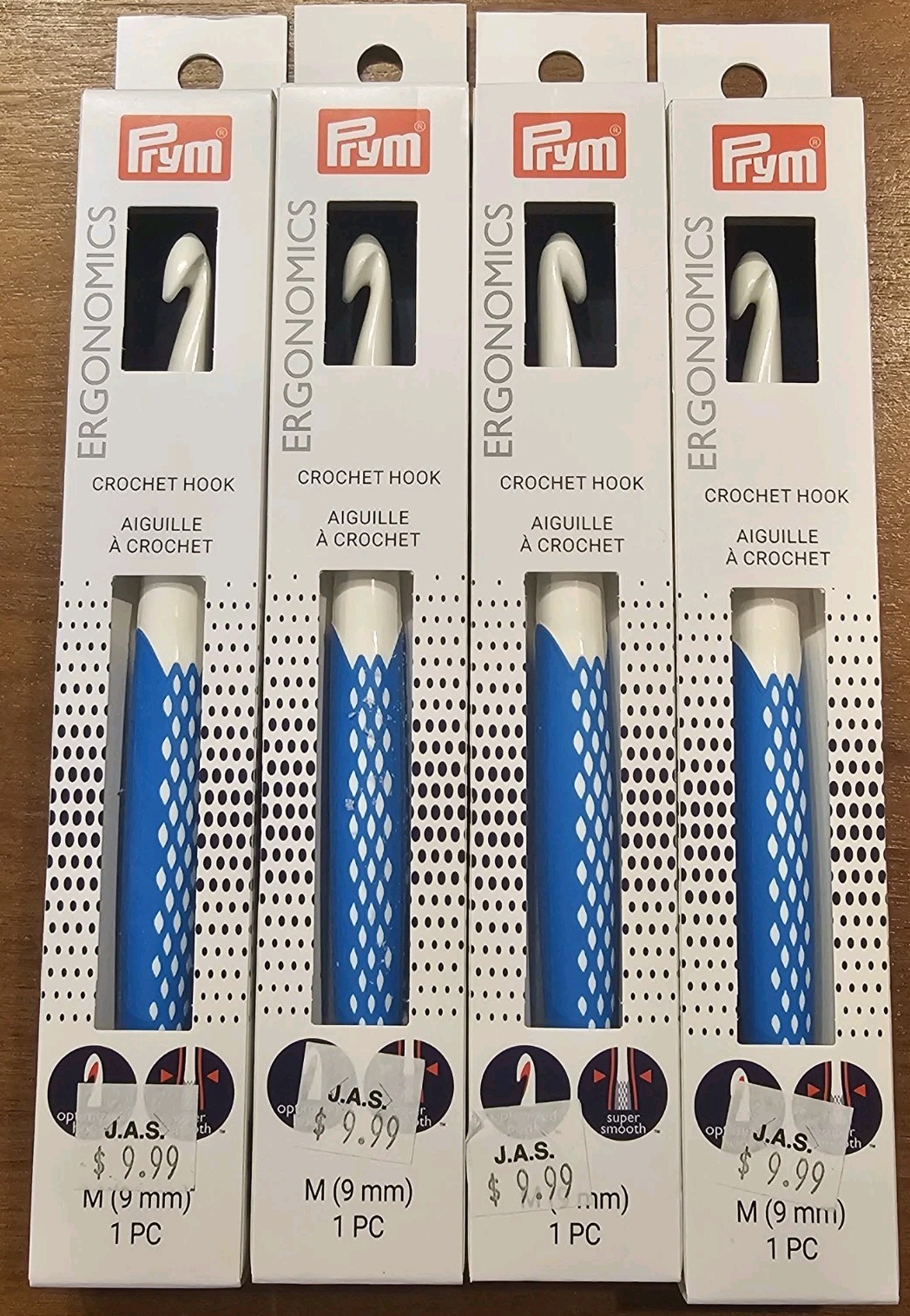 Lot Of 4x Crochet Hook M Size M13/9mm Color Blue/white New SHIPSFREE