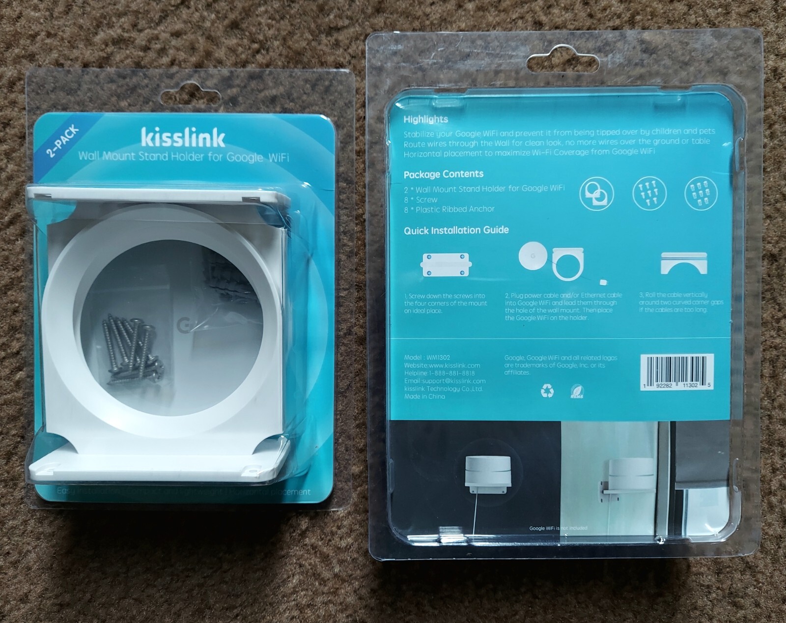 2 PACK  Google WI-FI Holder WALL MOUNT or TABLE STAND  Brand New Factory Sealed