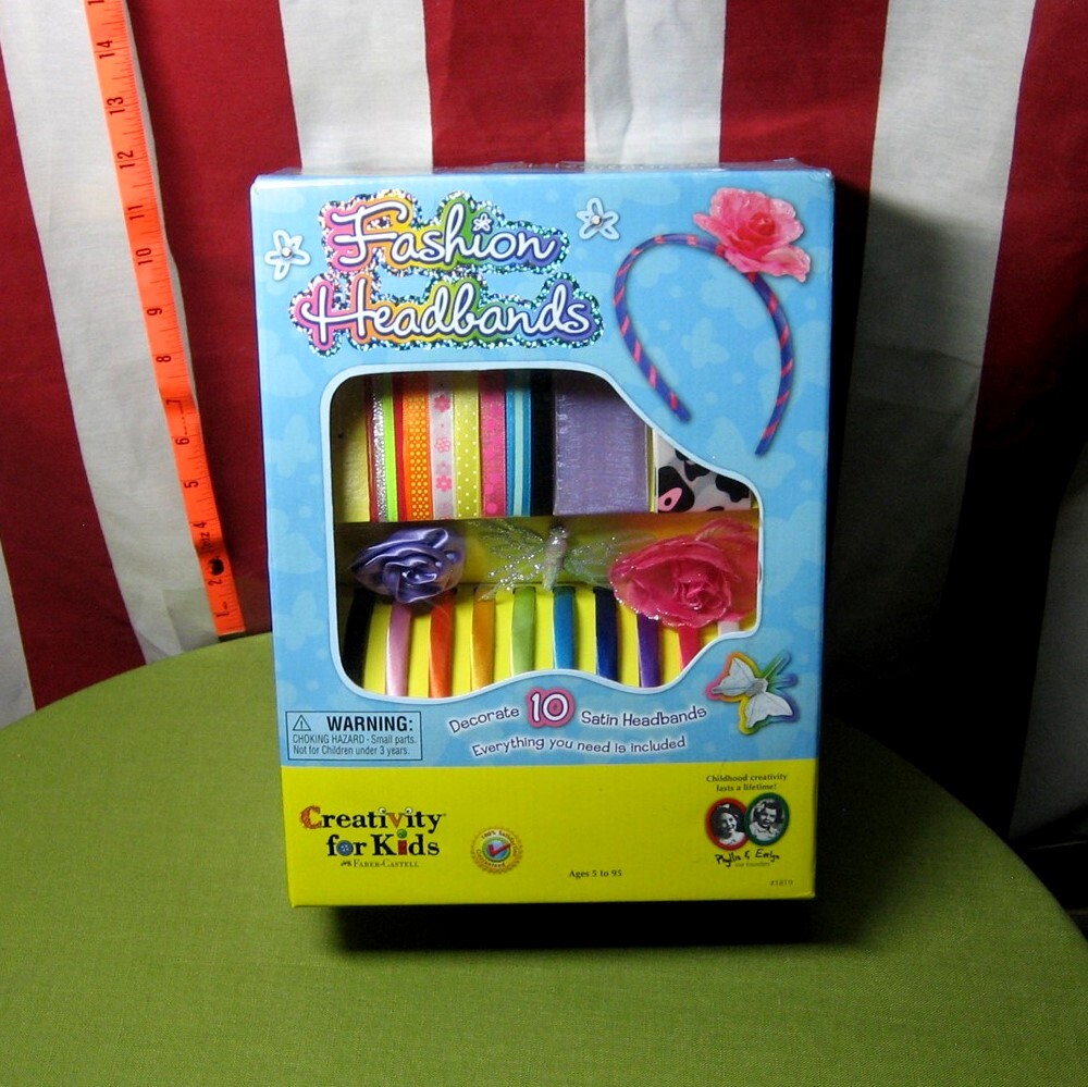 FASHION HEADBANDS kids DIY satin craft NWT makes 10 ten hair accessories 2012