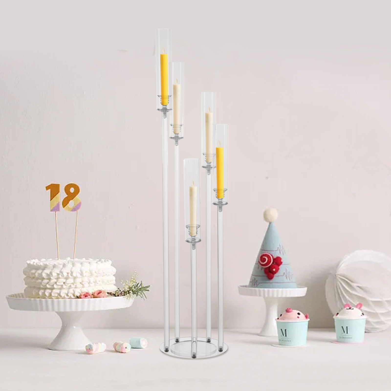 5-arm Candle Holder Acrylic Candle Holder Candle Holder For Party Candelabra