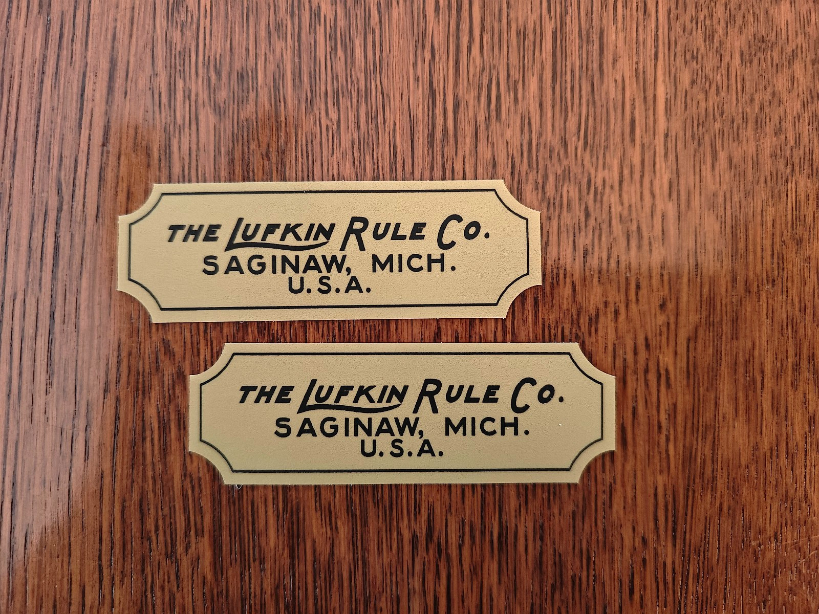 Pair SMALLs Lufkin Logo Vintage Style Old-School Tool Box Vinyl Sticker Saginaw