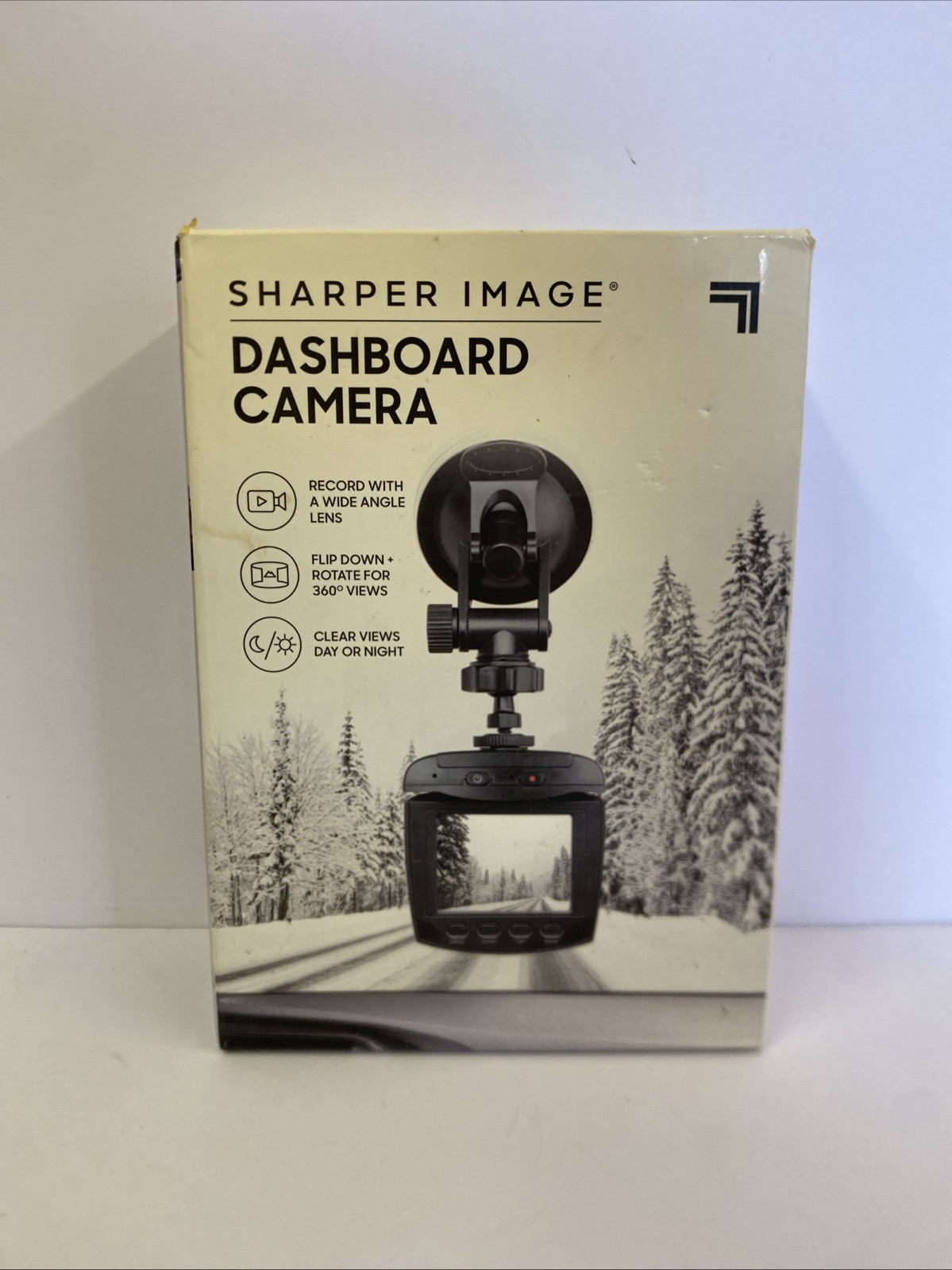 NIB Sharper Image Dashboard Camera Wide Angle 360 Night Vision Windshield Mount