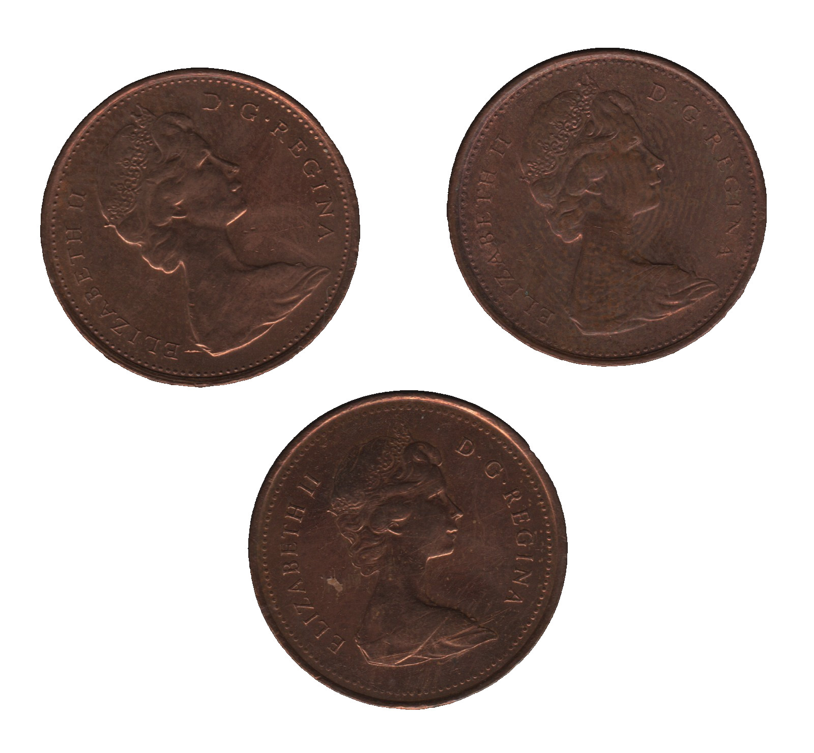 1977-1979 Canada 1 Cent Coins – Elizabeth II – Bulk Lot x3