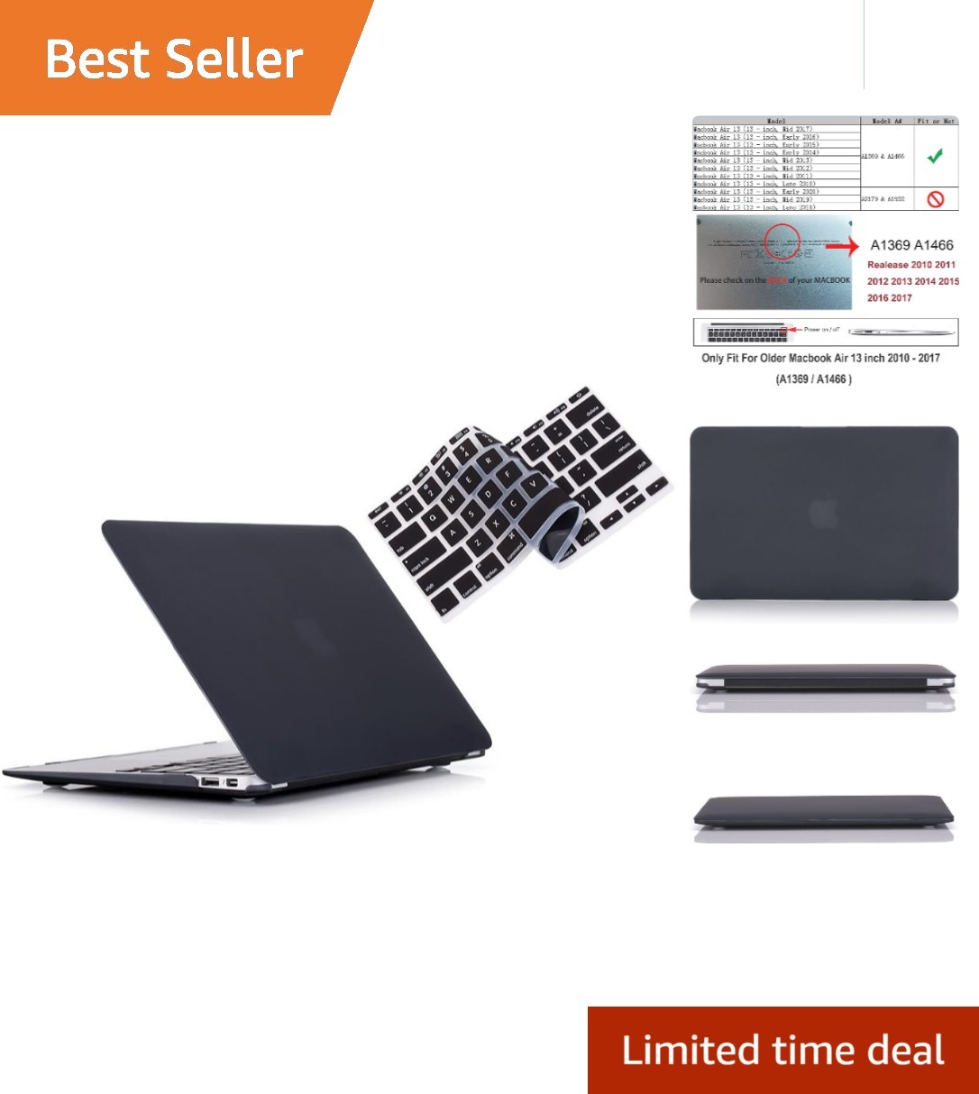 Lightweight MacBook Air 13" Hard Shell Case A1369/A1466 with Keyboard Cover
