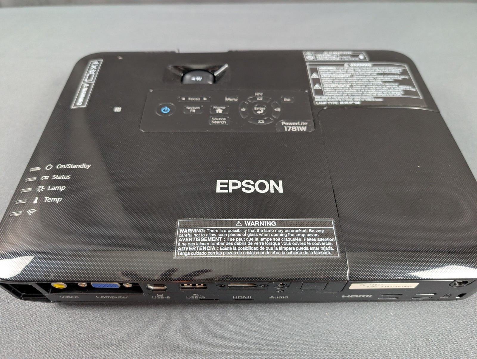 Epson PowerLite 1781W WXGA Projector 3200 Lumens 50 Lamp Hours HDMI Remote Case