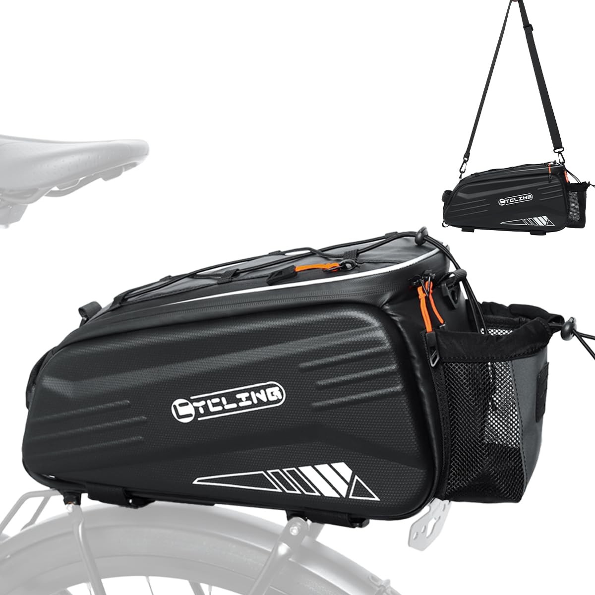 Bike Bags for Bicycle Rear Rack, Waterproof Hard Shell Bike Rack Bag, 8L Refl...