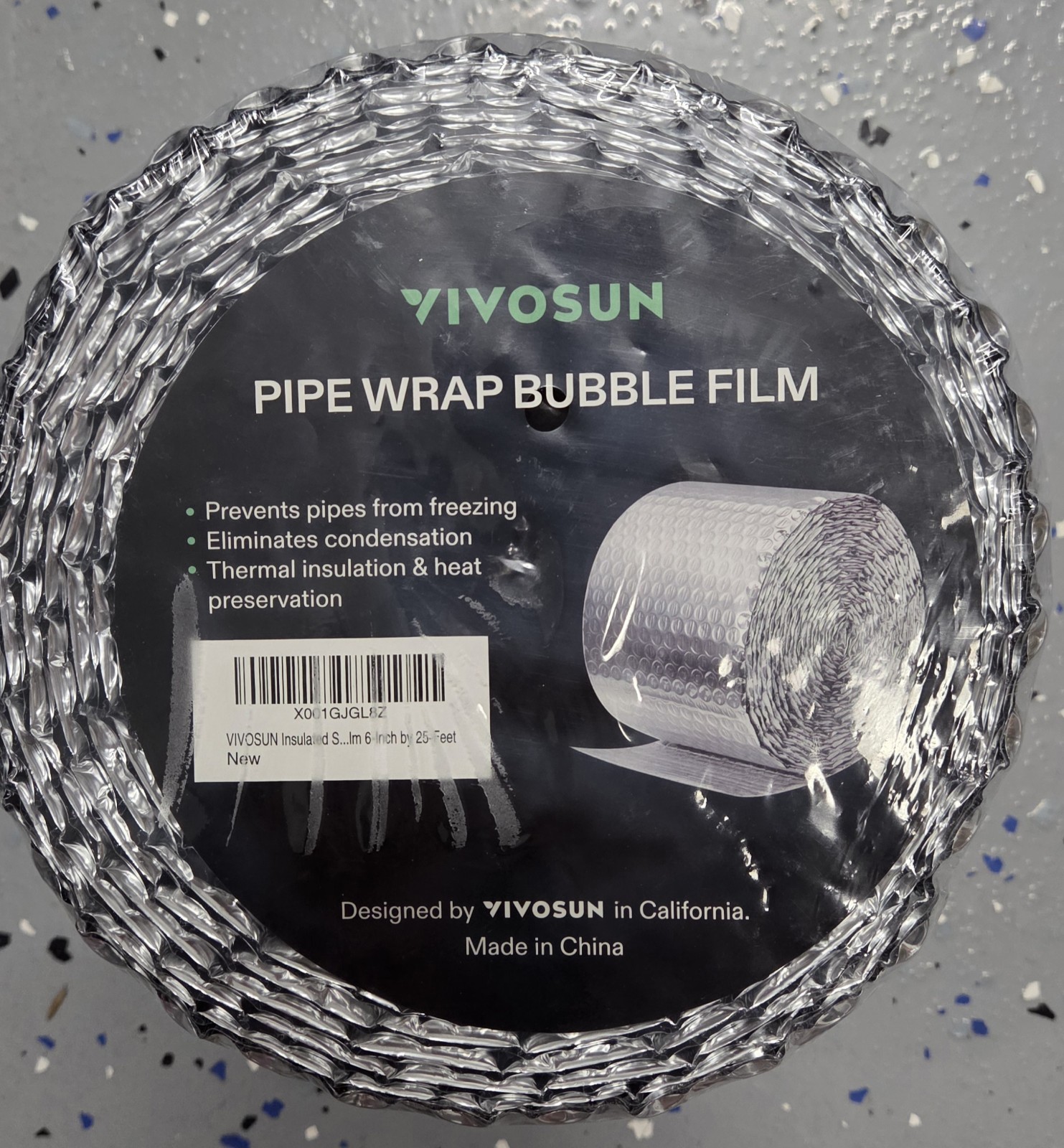 Vivosun Pipe Wrap Double Bubble Film Insulation 6in x 25ft - NEW