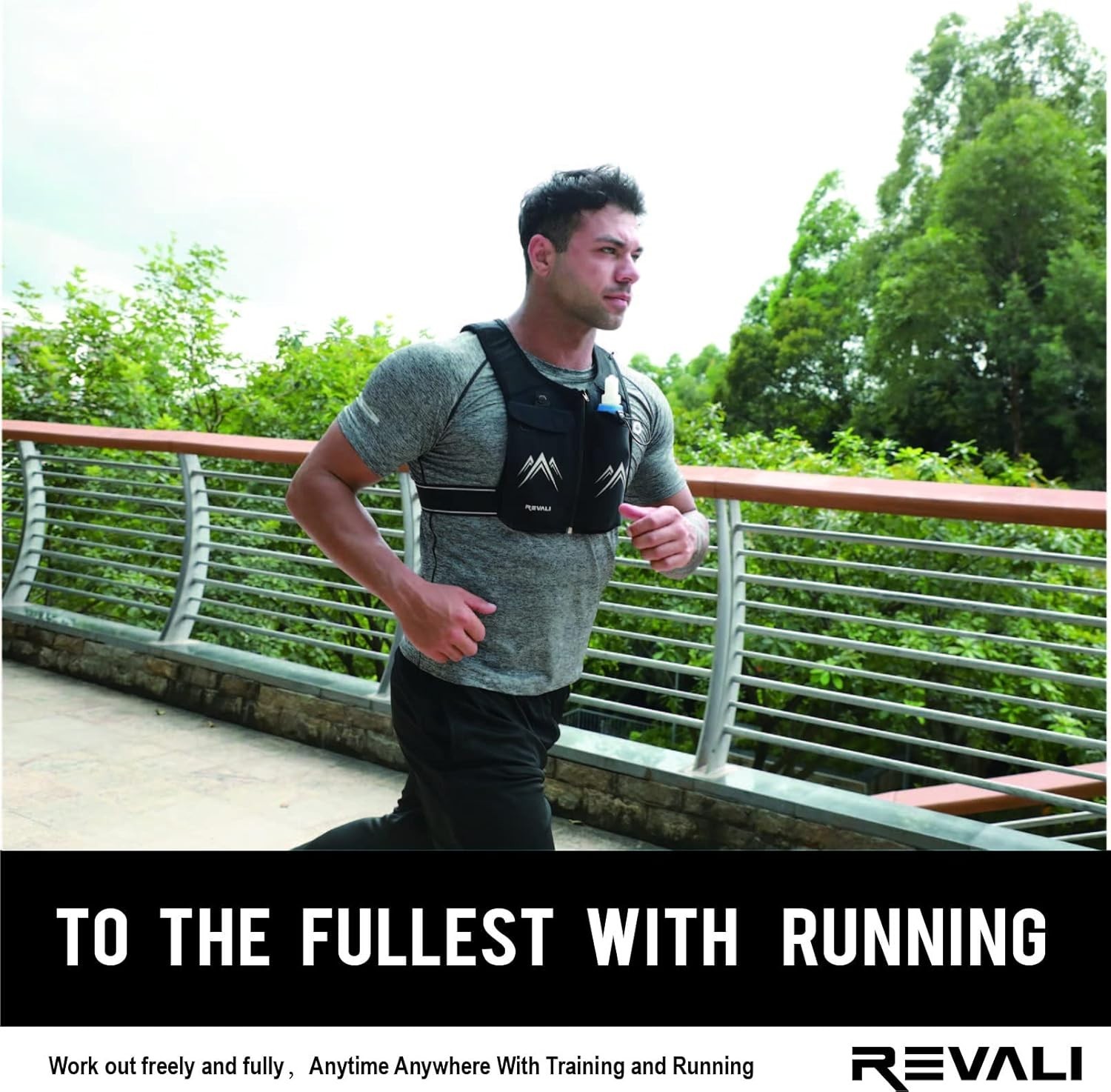 Reflective Running Vest with 500ml Hydration Bottle & Adjustable Fit for Comfort
