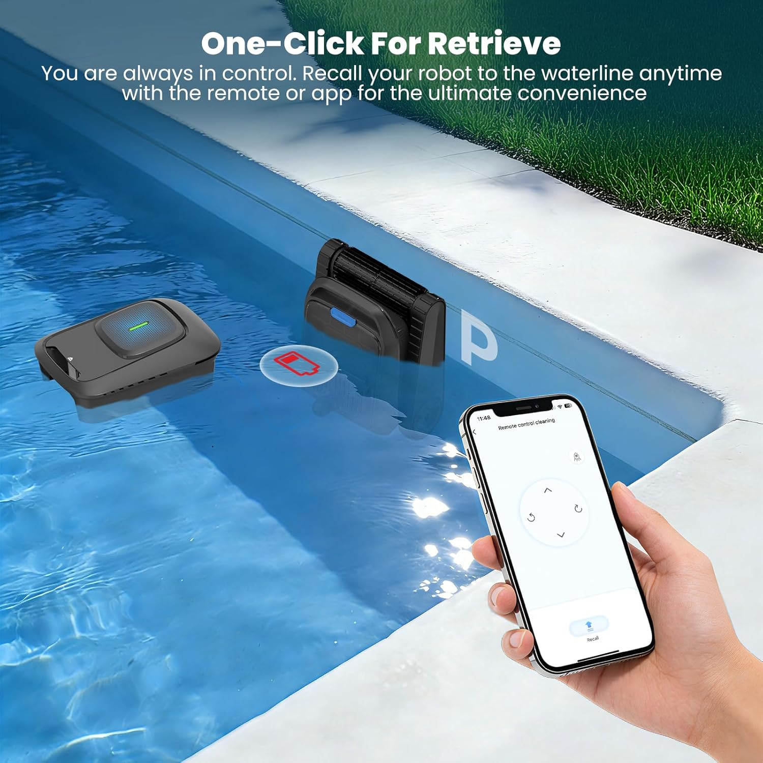 Automatic Robotic Pool Vacuum Cleaner with Skimmer, Smart Navigation, Pool Clean