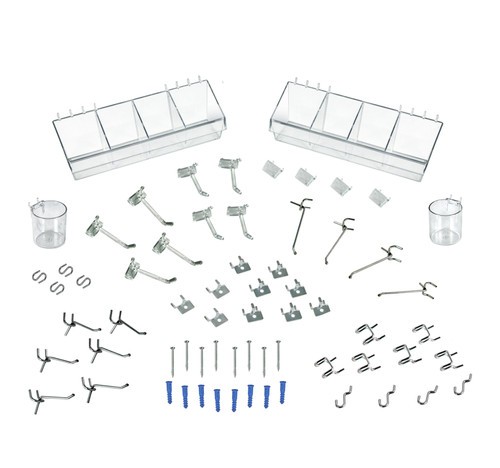 Azar Displays 64-Piece Small Pegboard Organizer Accessory Kit, Hooks...