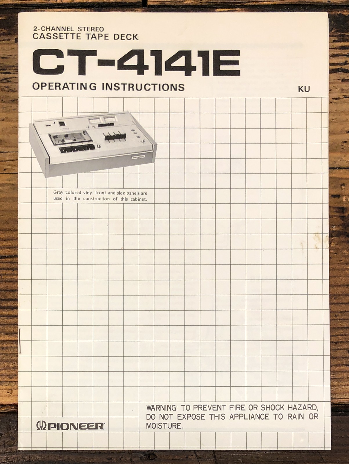 Pioneer CT-4141E Cassette Owners / User Manual *Original*