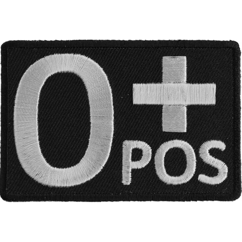 Embroidered Patch (Iron-On or Sew-On), O+ Positive Blood Type ID, 3" x 2"