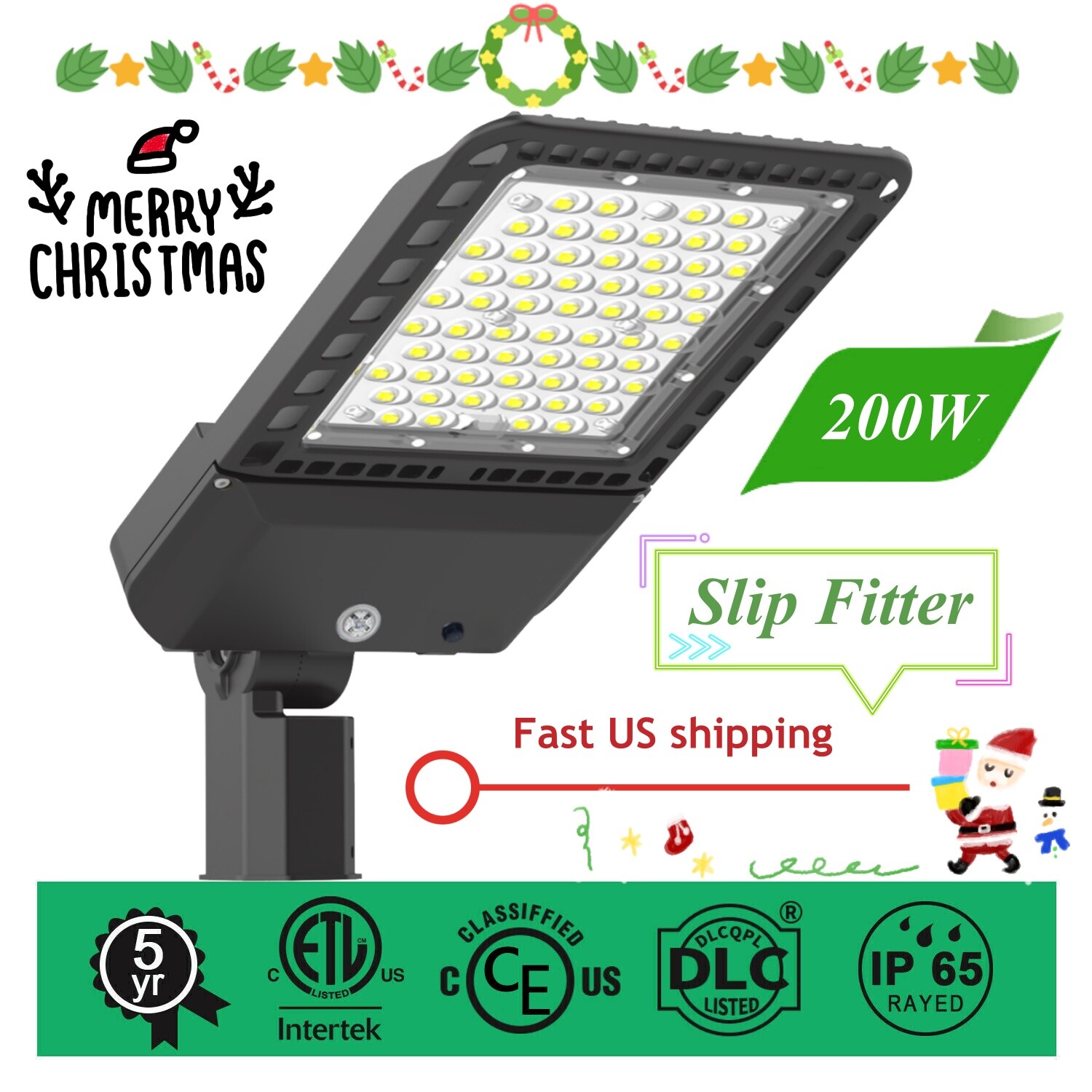200W LED Parking Lot Light Adjustable Slip Fit Mount with Dusk to Dawn Photocell