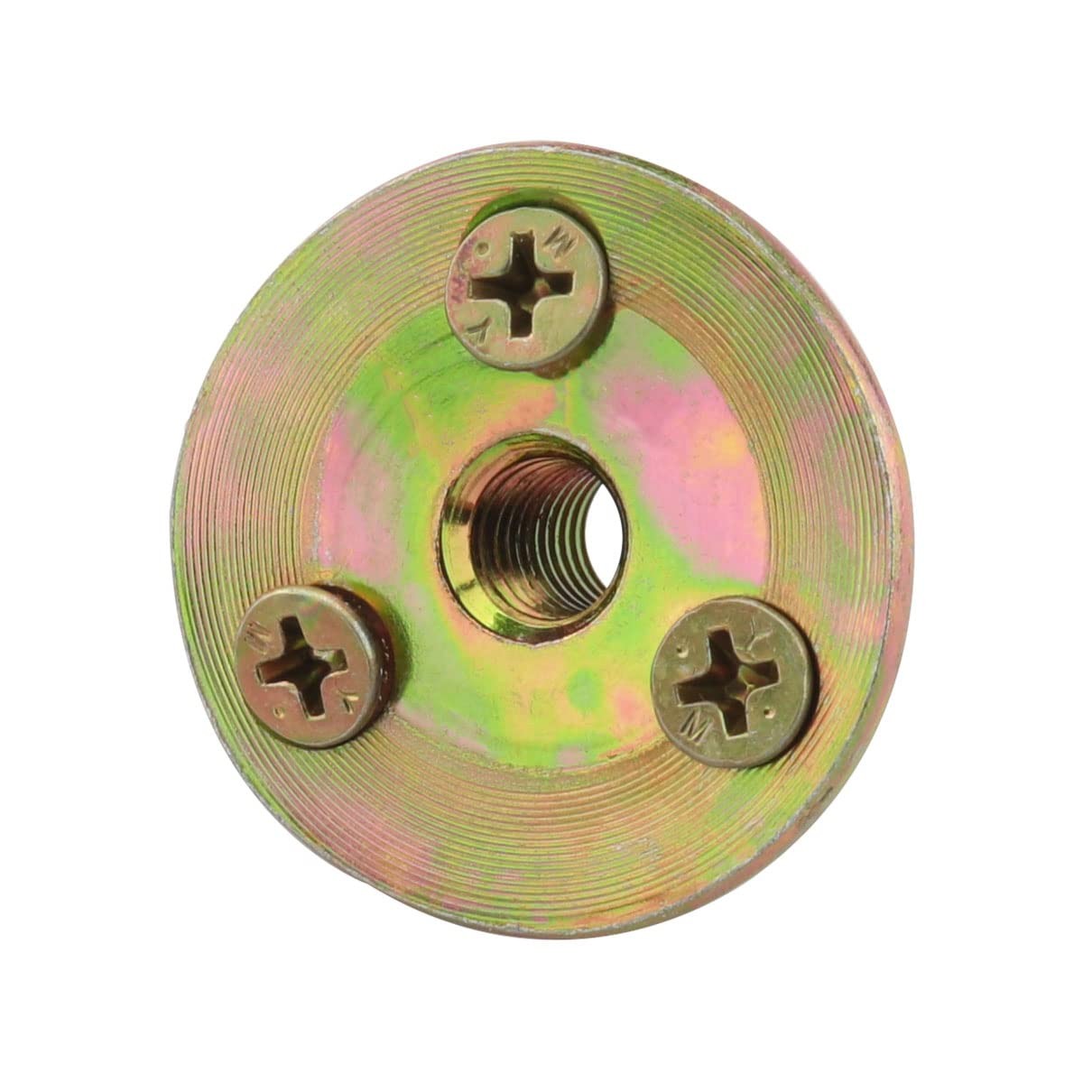 4pcs Furniture Mounting Plate Three-Hole Cylindrical Iron Plate Nut for Furni...