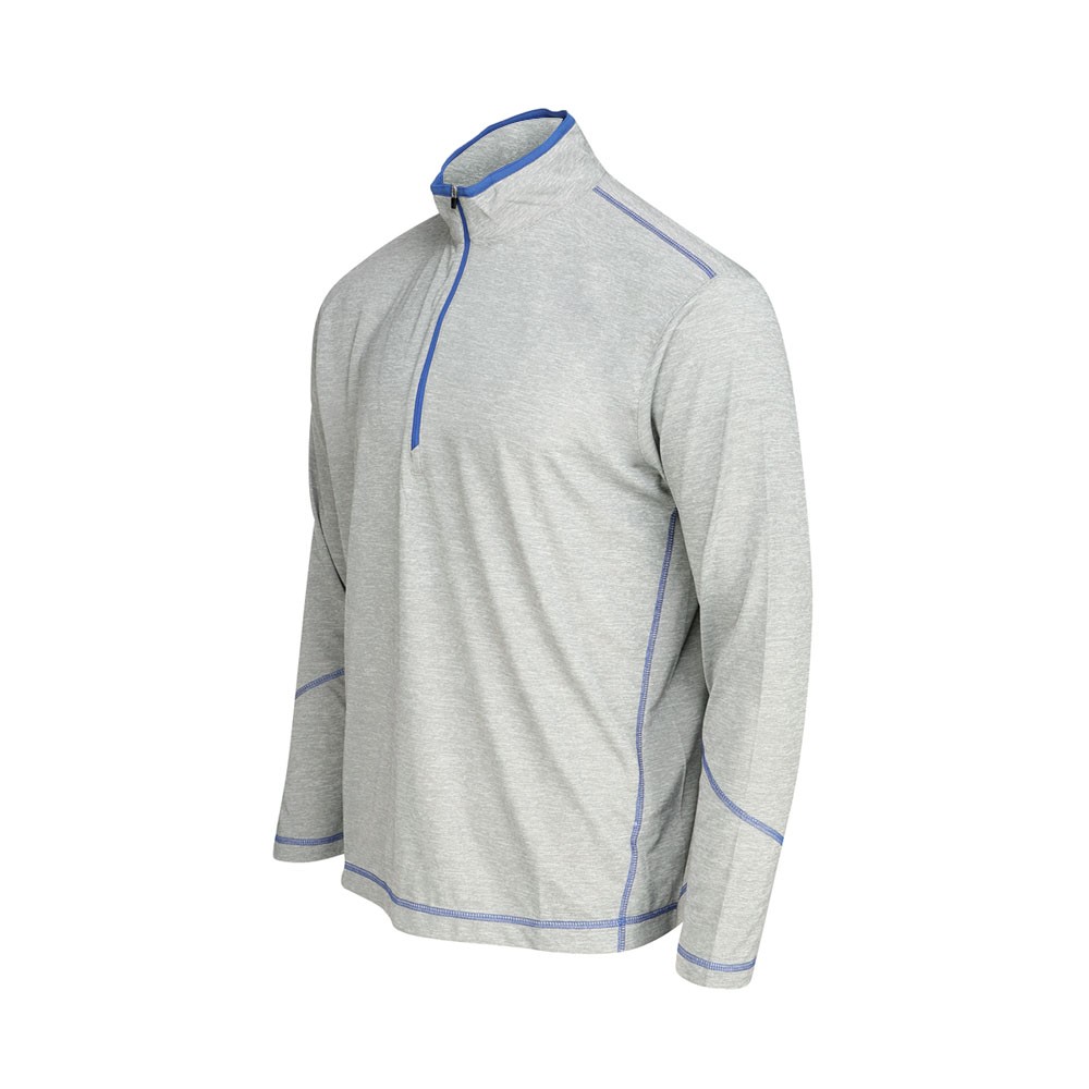 Page & Tuttle Heather Mock Neck QuarterZip Pullover Mens Grey Casual Athletic Ou