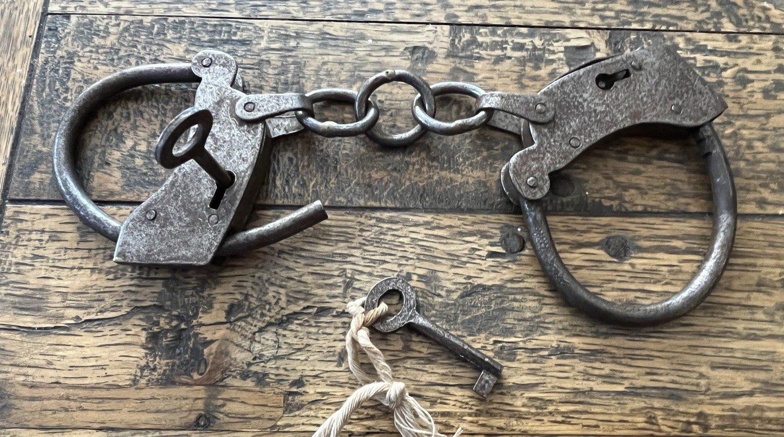 Pair of Vintage Handcuffs with 2 Keys - working but 1 of the keys wont come out