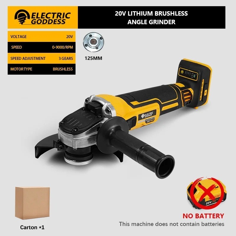 125mm Brushless Cordless Angle Grinder 20V For DeWALT Battery Cutting Tool