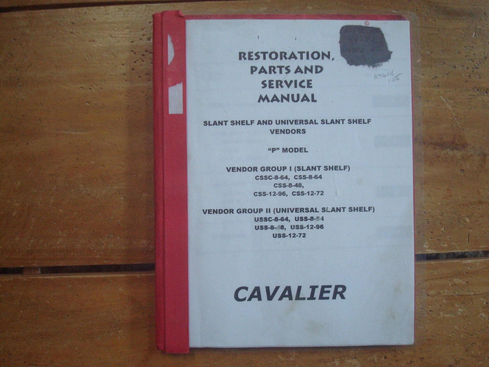 Cavalier Vendor P Models Universal/Slant Shelf Restiration Service Parts Manual