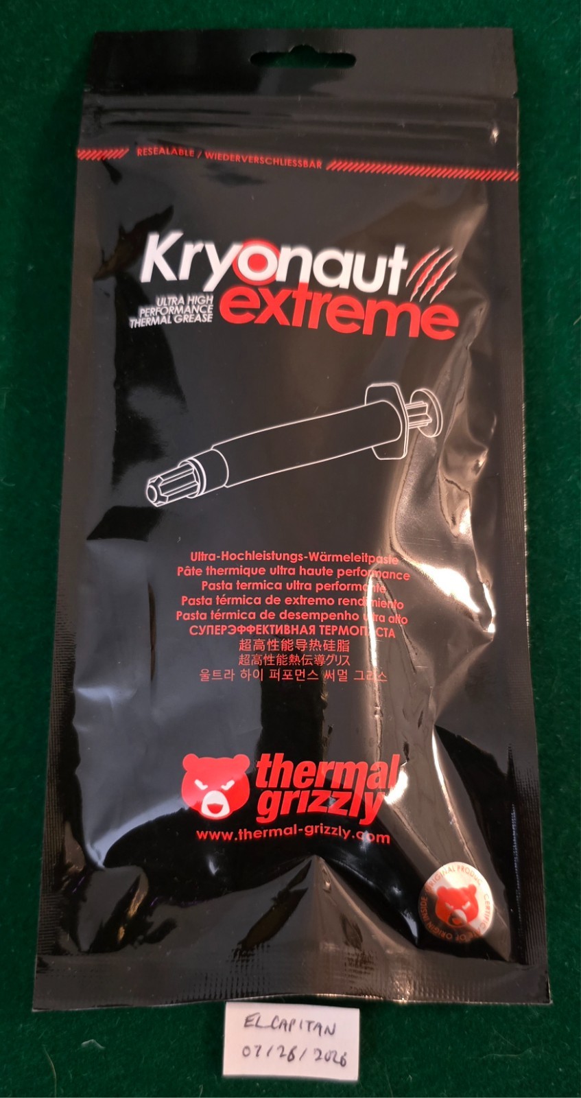 Thermal Grizzly Kryonaut Extreme Thermal Paste CPU/GPU (6g) TG-KE-006-R