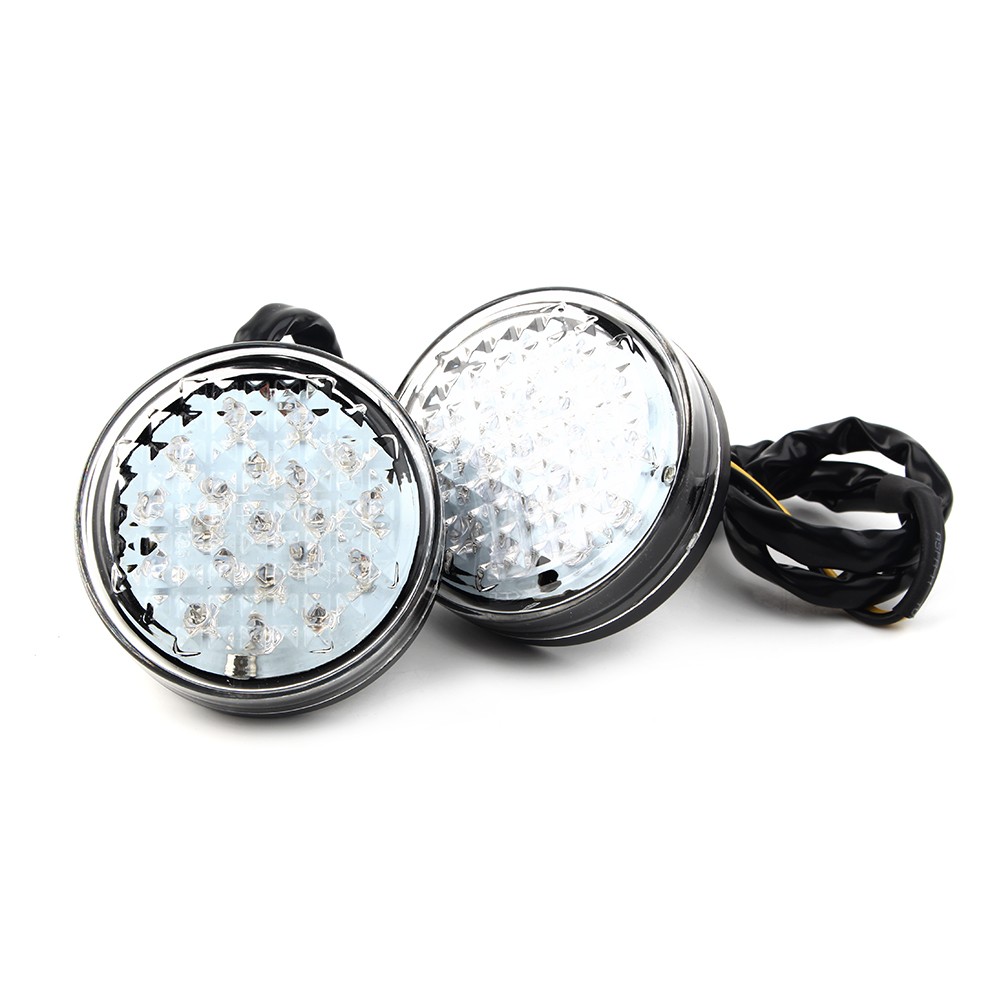 Clear LED Motor Round Smoke Turn Signal Indicator Blinker Light Lamp Amber 12V