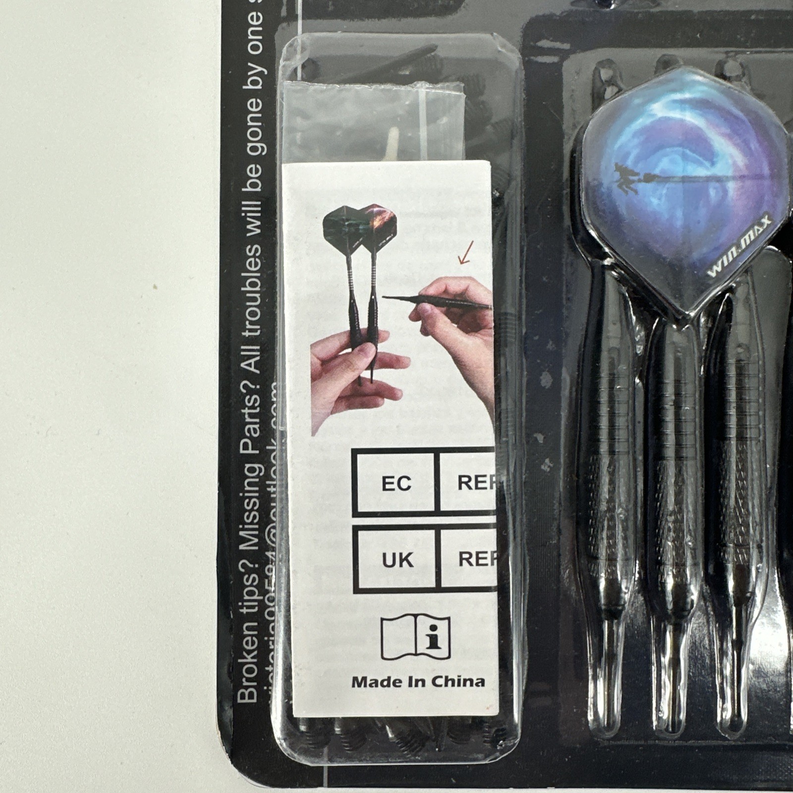 WIN.MAX Darts Plastic Soft Tip Set 12 Pcs 18 Gram with 100 Extra Tips NEW SEALED