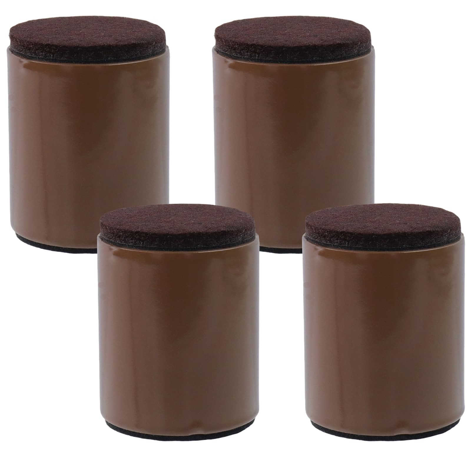4 PCS 2 Inch Brown Round Steel Furniture Feet Riser Heavy Duty Lift Felt Pad