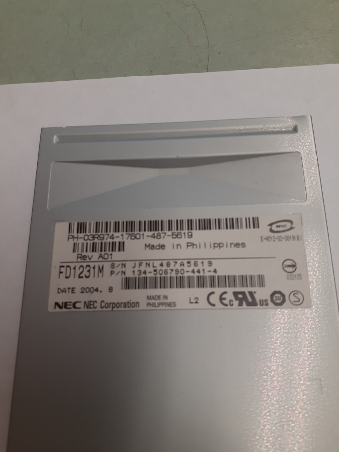 NEC FD1231M 134-506790-441-4 REV A01 03R974 FLOPPY DRIVE - NO BEZEL