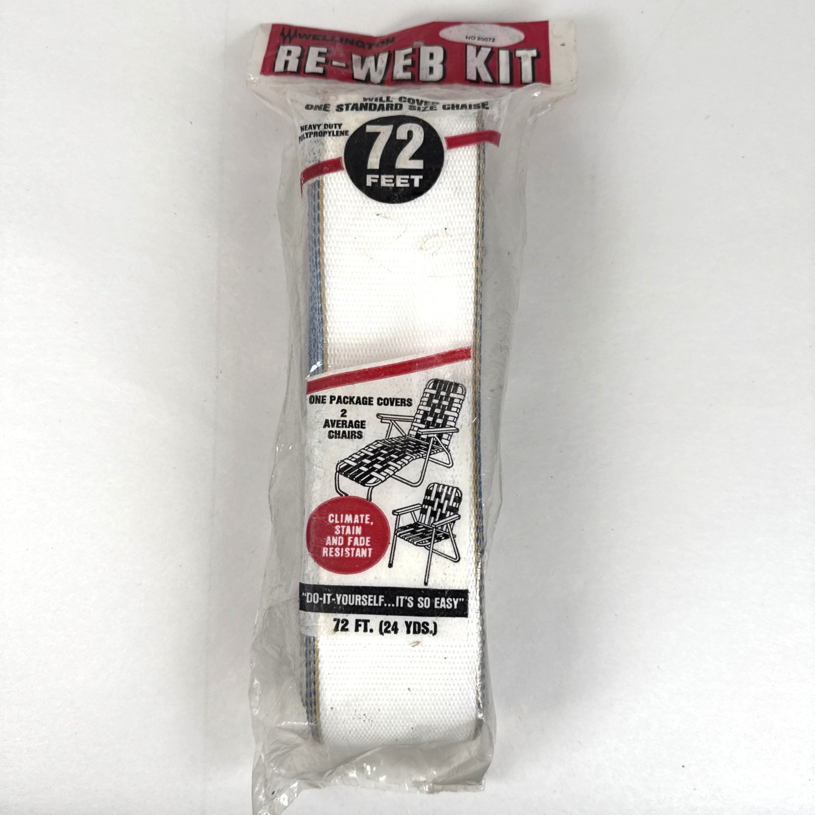 Wellington Re-Web Kit 72 ft White w/Gold and Blue Edging Lawn Chair Vintage NEW