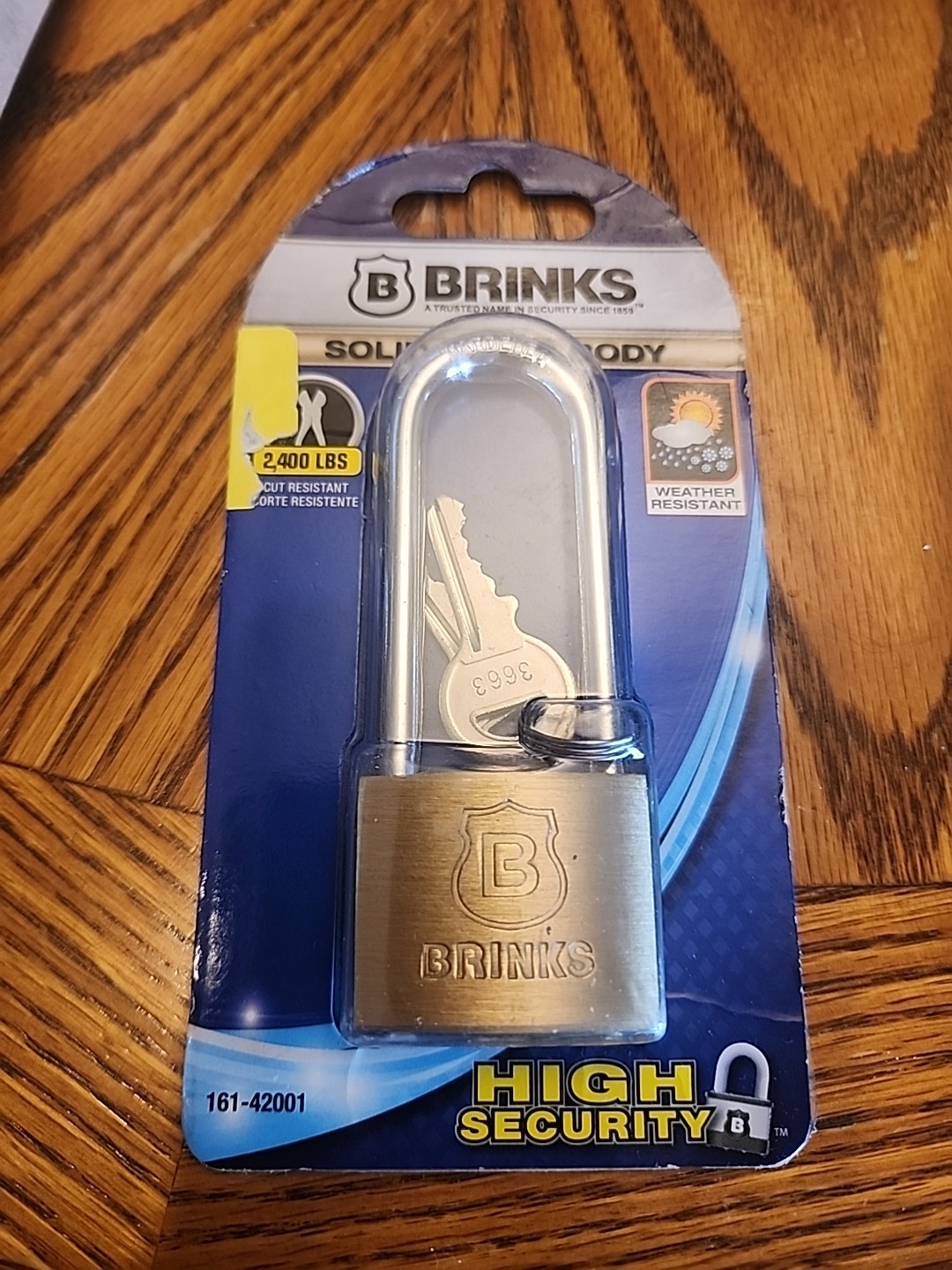 Brinks High Security Brass Padlock Weather Resistant Cut Resistant 161-42001