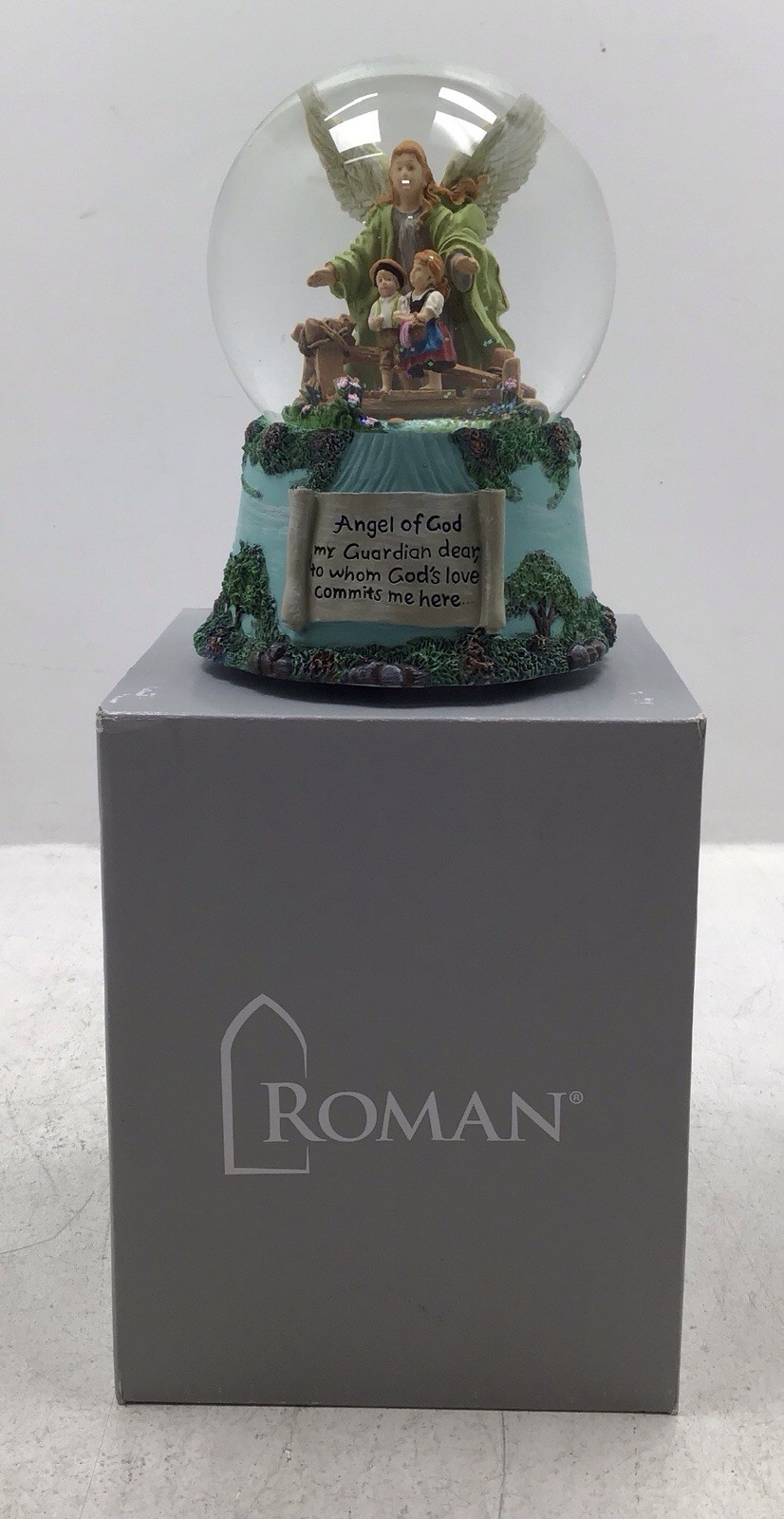 Roman Guardian Angel & Children Musical Water Globe Snow Globe Jesus Loves Me