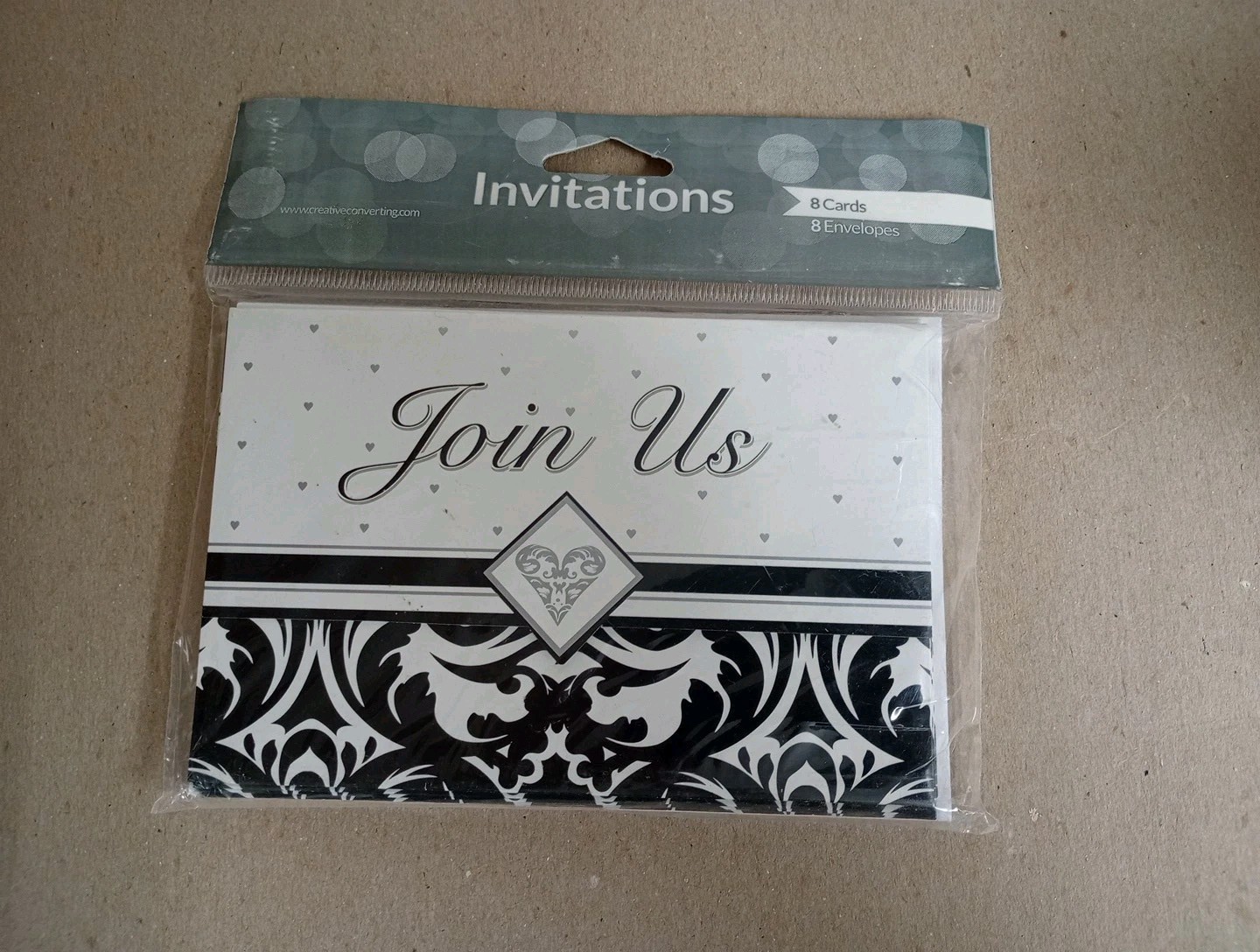 8 Creative Converting EVER AFTER B&W Damask Wedding Invitations Bridal Shower