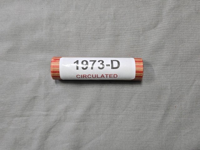 1973 D Lincoln Memorial Cent Roll 50 circulated coins