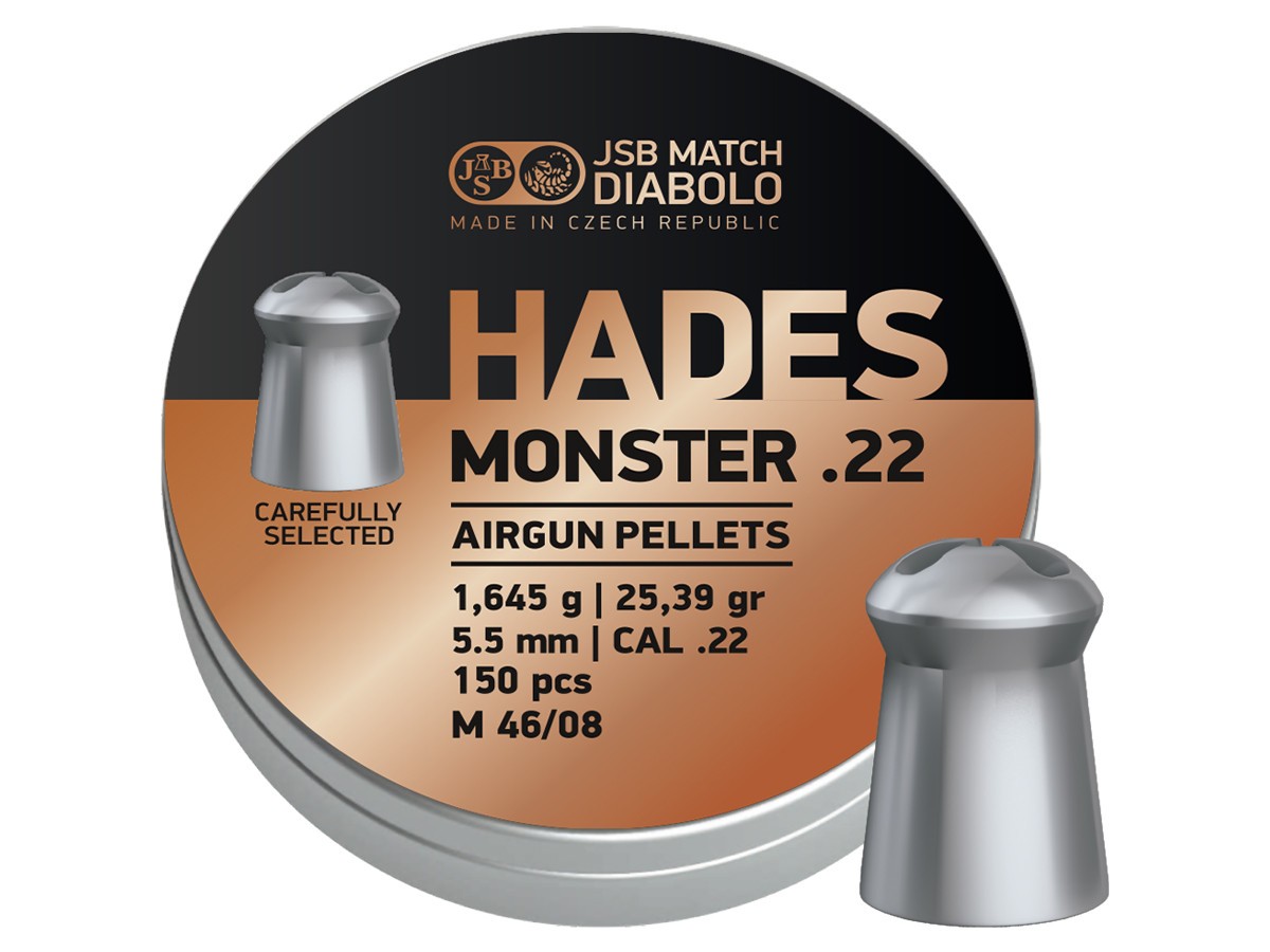 (NEW) JSB Hades Monster .22 Cal, 25.39 Grains, Hollowpoint, 150ct