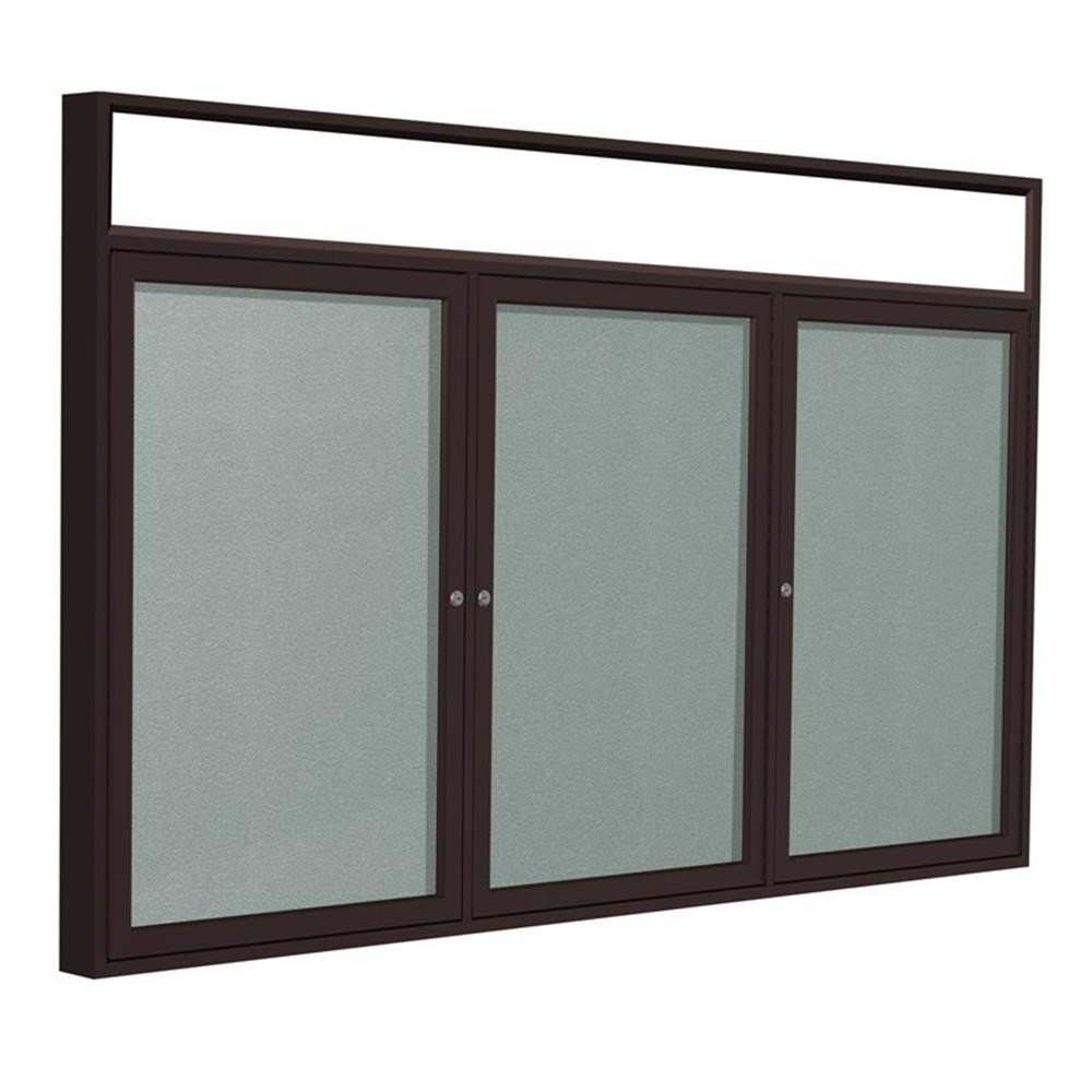 Ghent's Vinyl 48" x 72" 3 Door Enclosed Bulletin Board in Silver