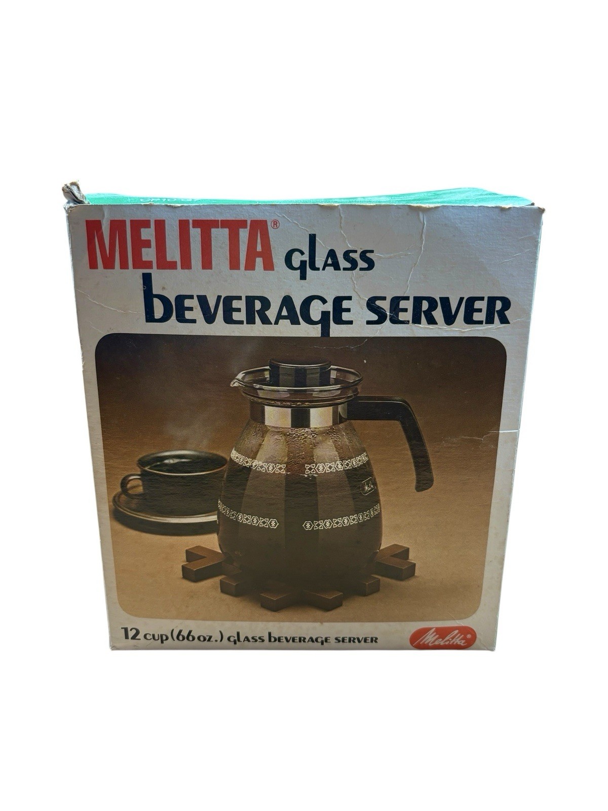 Vintage Melitta 12 Cup (66oz) Glass Beverage Server Coffee Carafe NOS New in Box