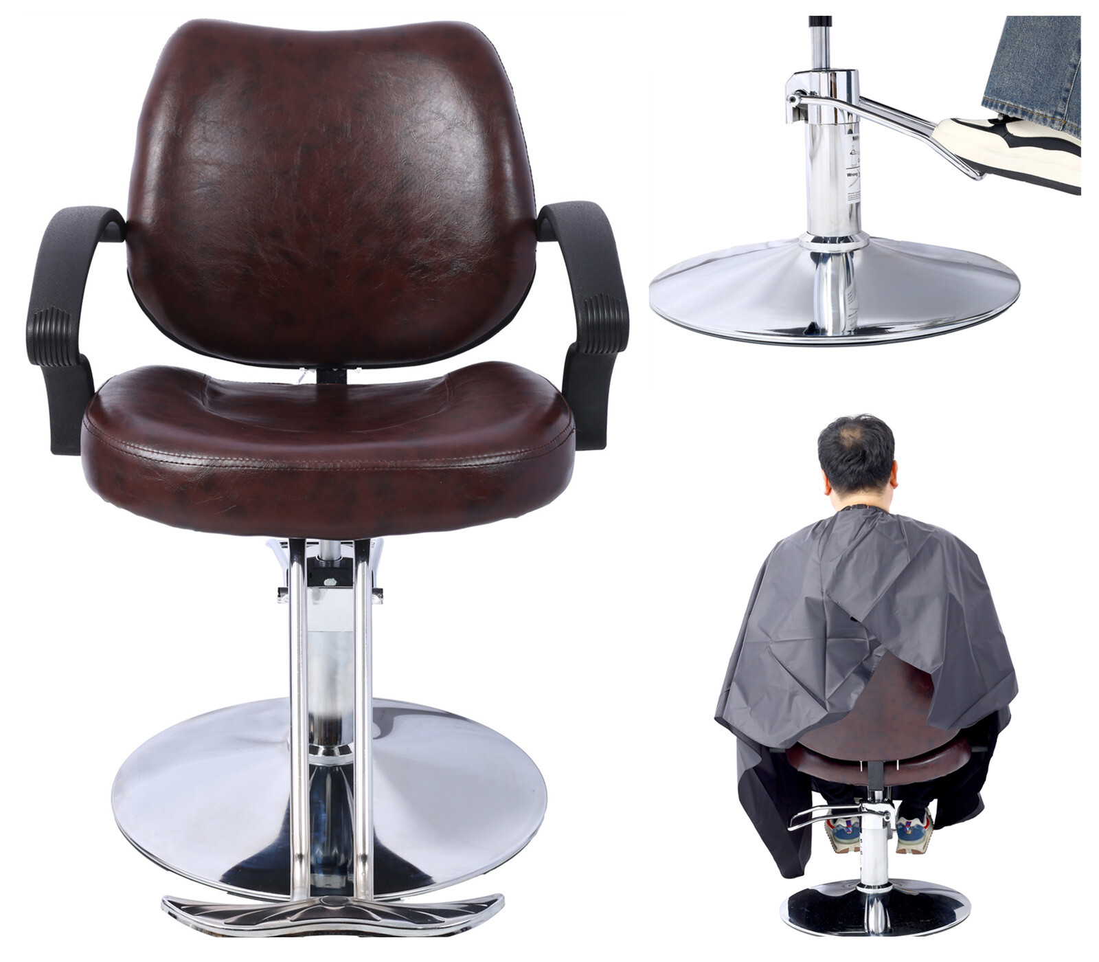 PU Hair Salon Chair Styling Hydraulic Profession Barber Chair with Barber Cape