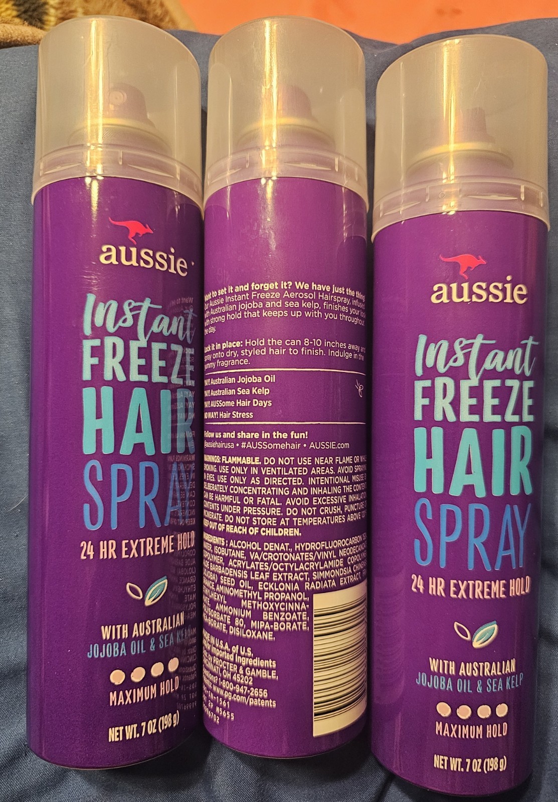 3 Pack ORIGINAL High Quality Aussie Instant Freeze Hairspray Strong Hold 7OZ