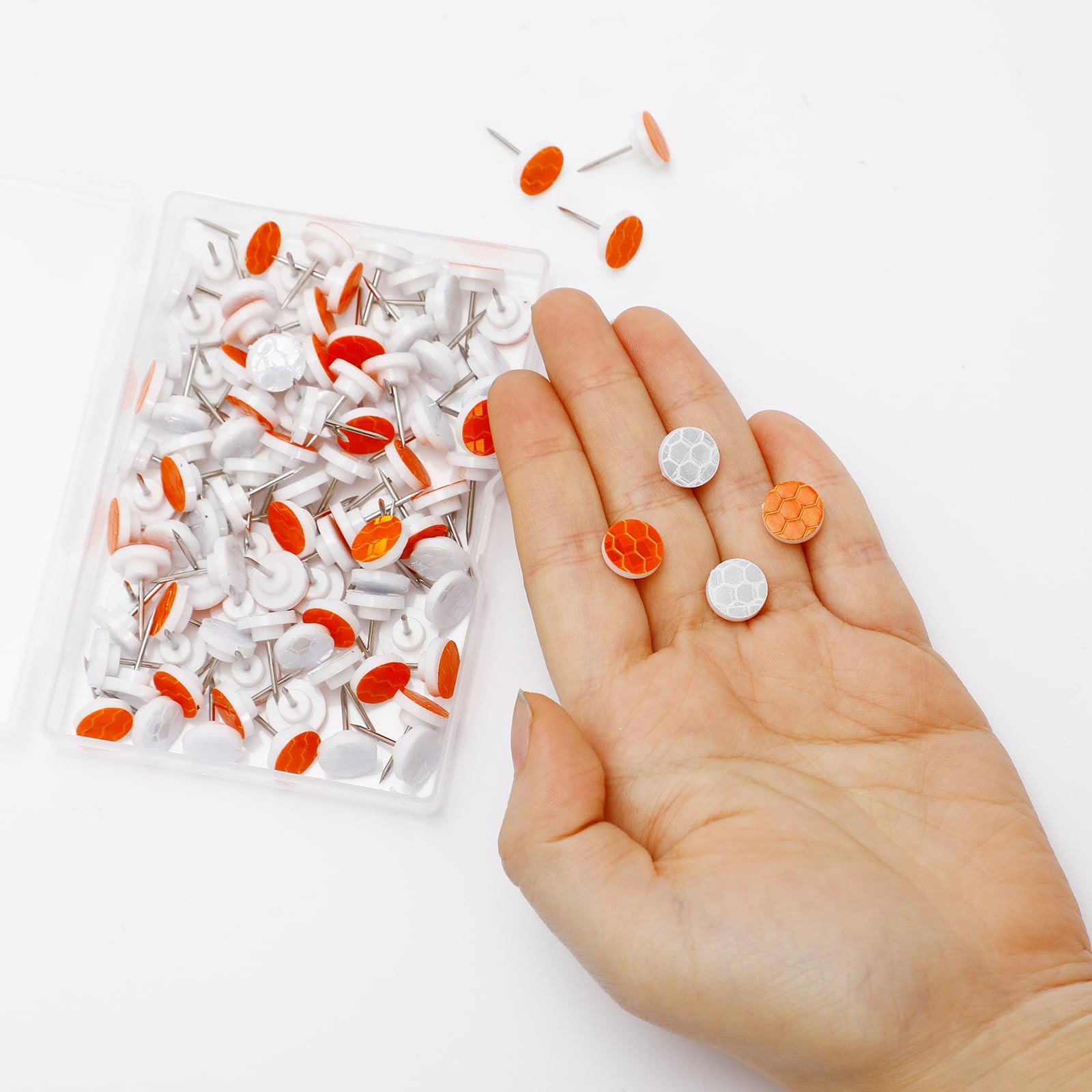 100pcs Reflective Tacks Trail Marking Glow Orange, Sliver