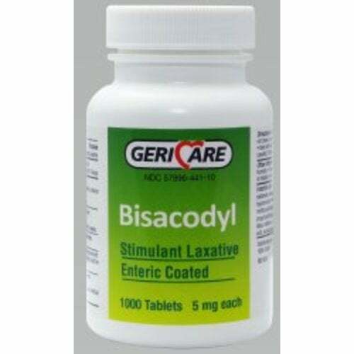 Bisacodyl Tablets 5 Mg stimulant laxative 1000 Each Gericare (Pack Of 6 Bottles)