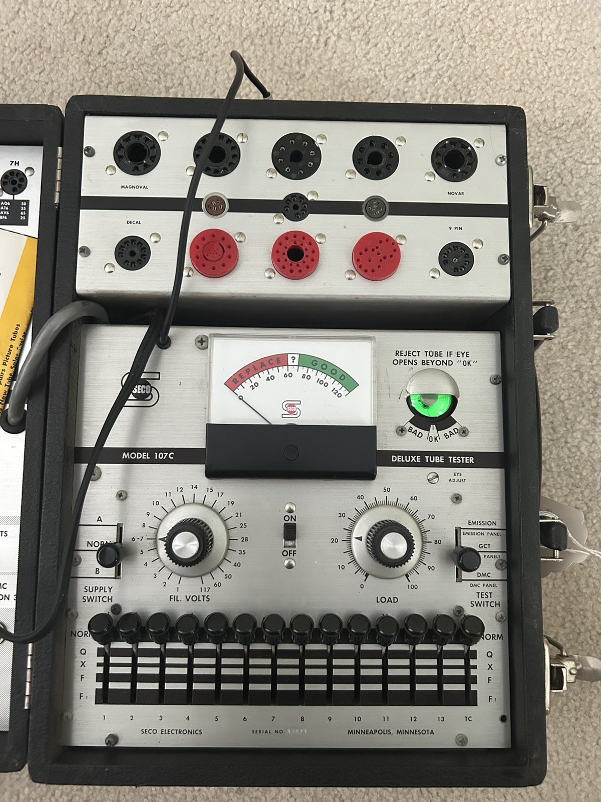 (Power Tested Only) Seco 107B Tube Tester