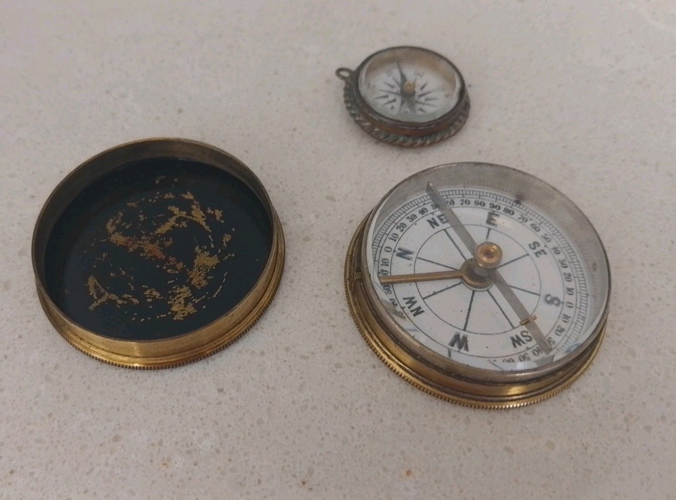 Superb Pair of Antique Brass Magnetic Pocket Compasses