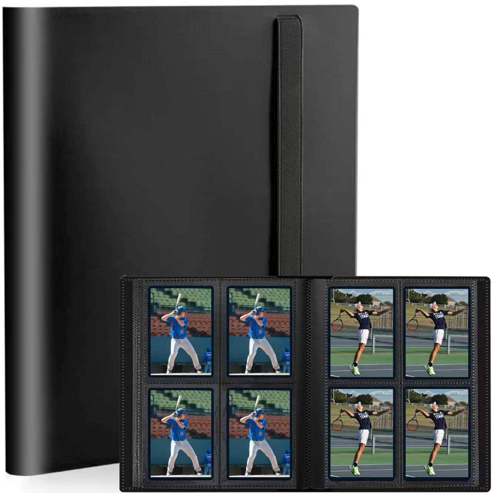 Card Binder, Small Card Album with PP Waterproof Pages, 4 Pockets Trading Car...