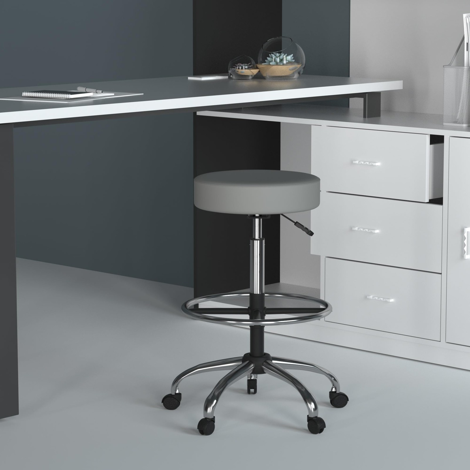 Boss Office Products 16" Adjustable Grey Drafting Stool