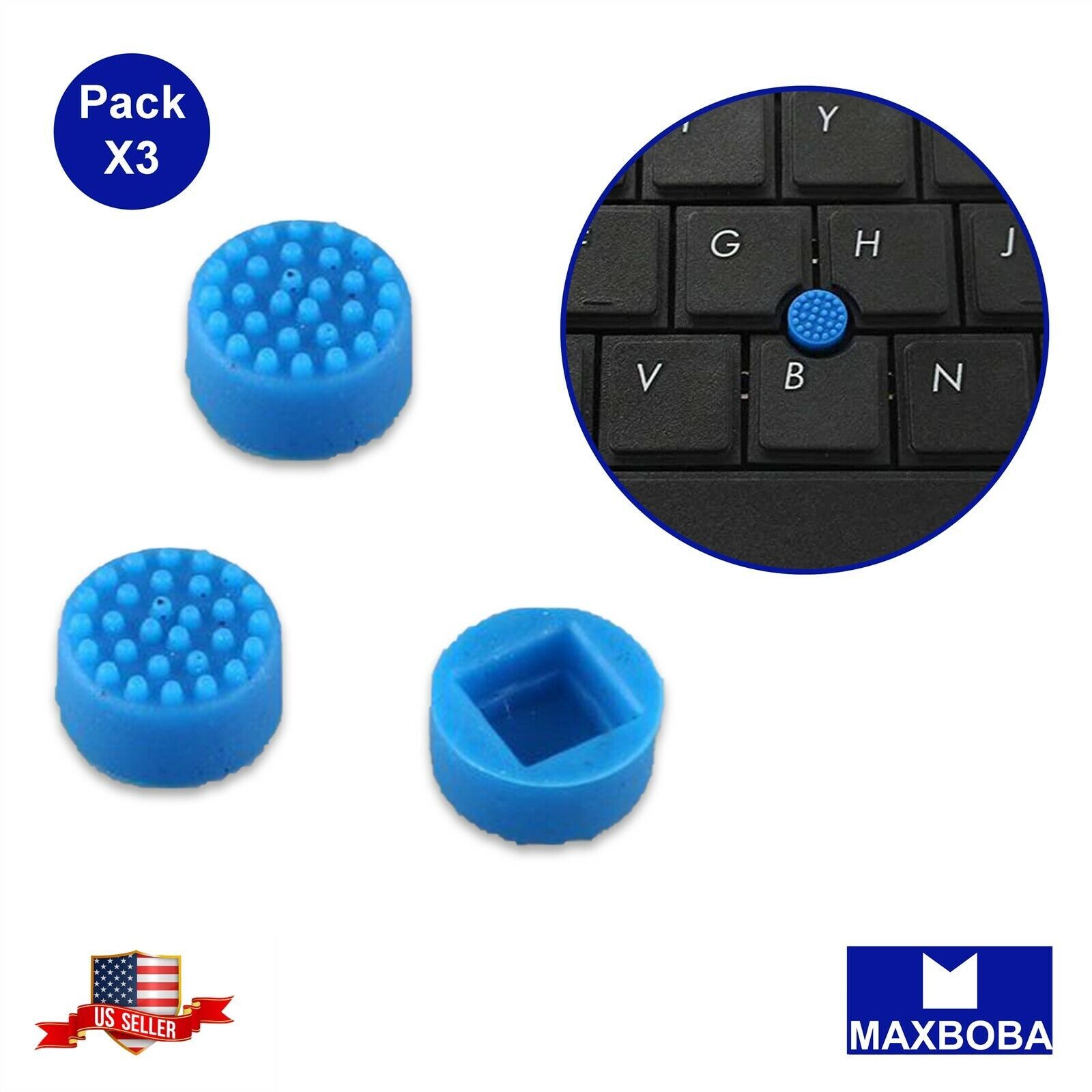 3 Pack Rubber Mouse Pointer Trackpoint Stick Blue Cap for HP Laptop 4.2mm*4.2mm