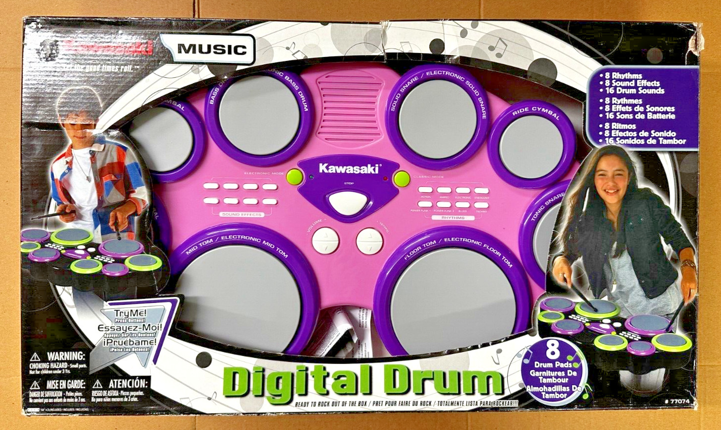 KAWASAKI MUSIC DIGITAL DRUM 8 DRUM PADS READY TO ROCK OUT OF THE BOX KIDS