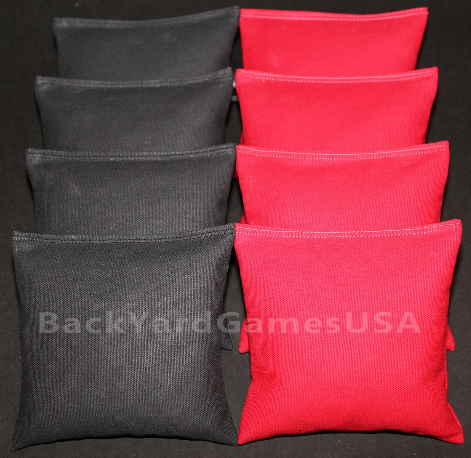 ALL WEATHER  CORNHOLE BEAN BAGS Black & Red Resin Filled Game Bags
