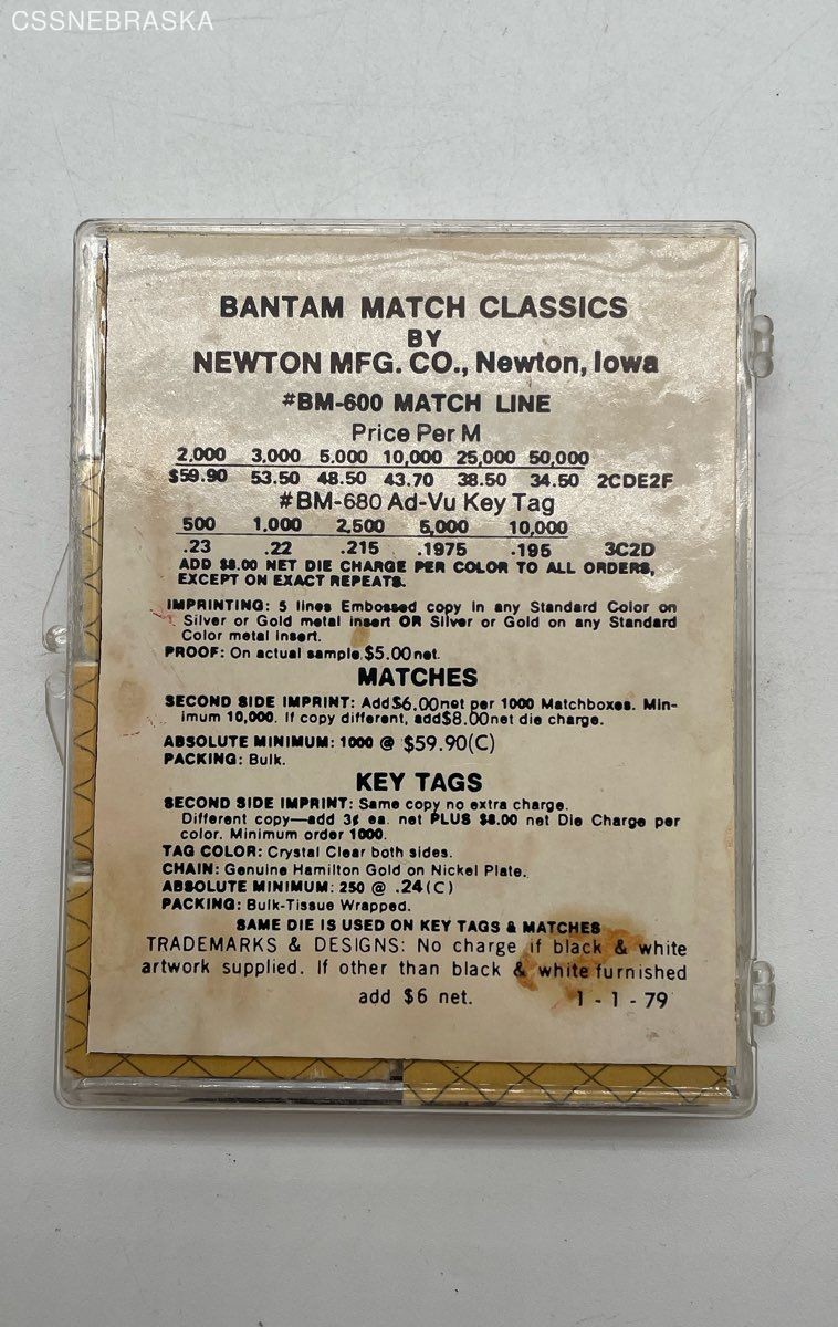 Vintage Bantam Match Classics matchboxes in a clear plastic case