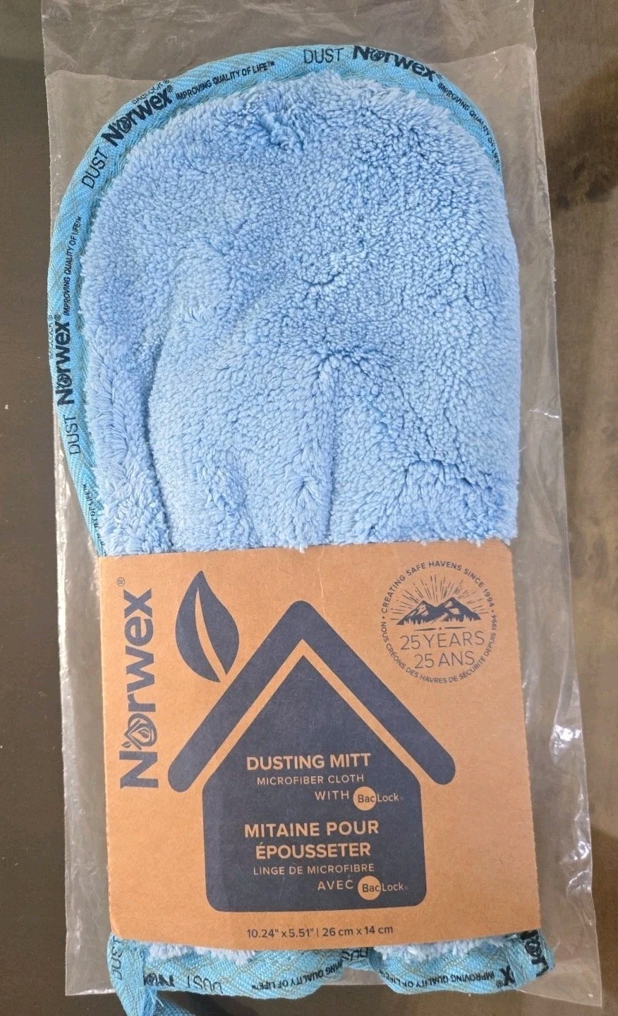 Norwex Blue Dusting Mitt Microfiber with BacLock FAST FREE SHIPPING TODAY