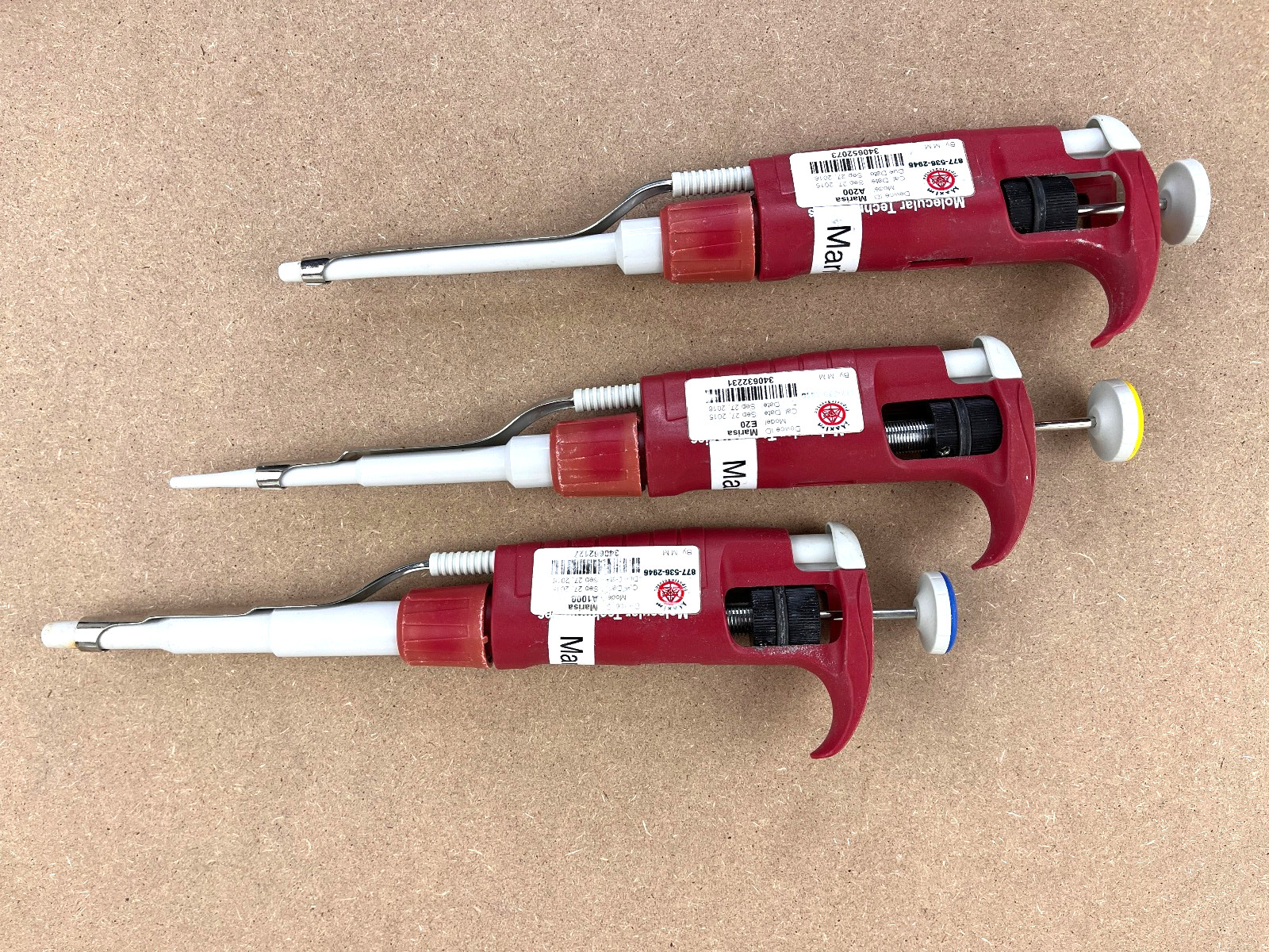 Midsci Alphapette single channel adjustable pipettes A20, A200 A1000 (Set of 3 )