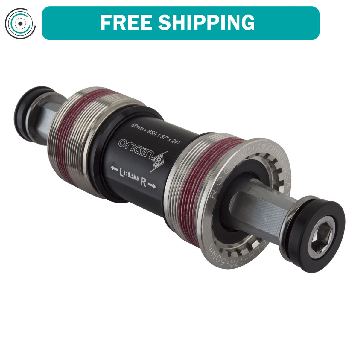 Origin8 TorqLite Square Taper JIS Sealed Bearings BSA 68x110.5mm Bottom Bracket
